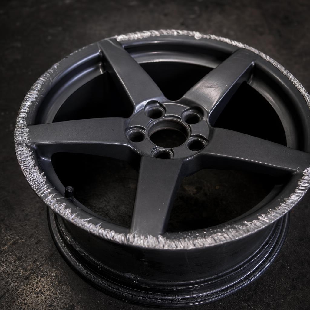 Kerb-damaged alloy wheel before Rim Rehab repair